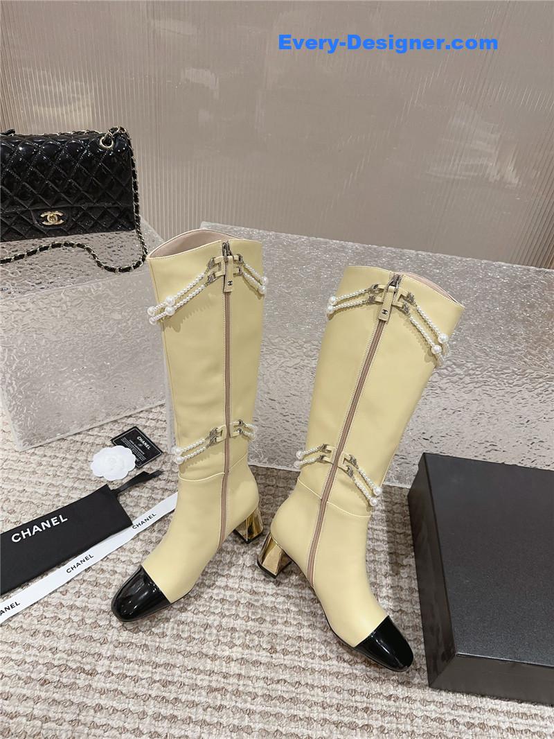 CC pearl accessories high heel boots