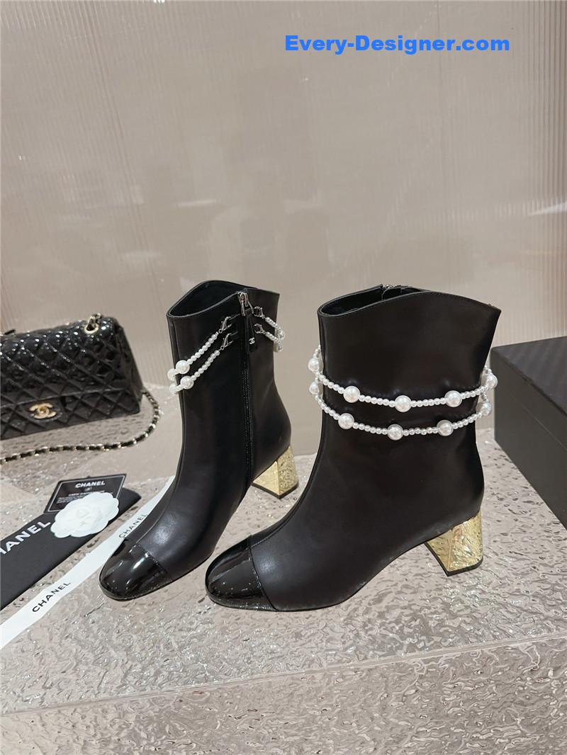 CC pearl accessories high heel boots
