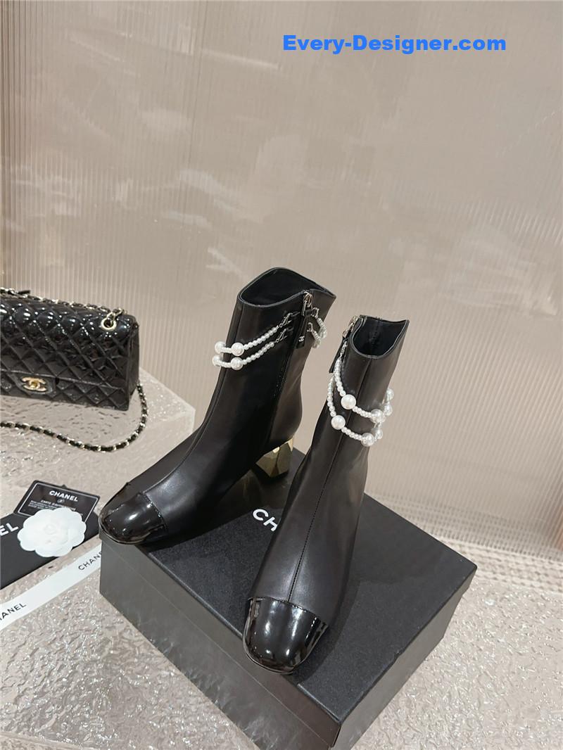 CC pearl accessories high heel boots