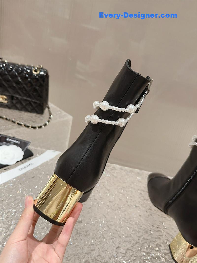 CC pearl accessories high heel boots