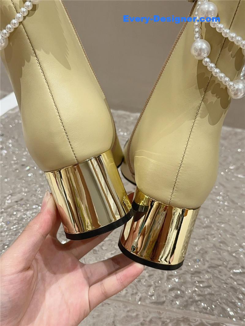CC pearl accessories high heel boots