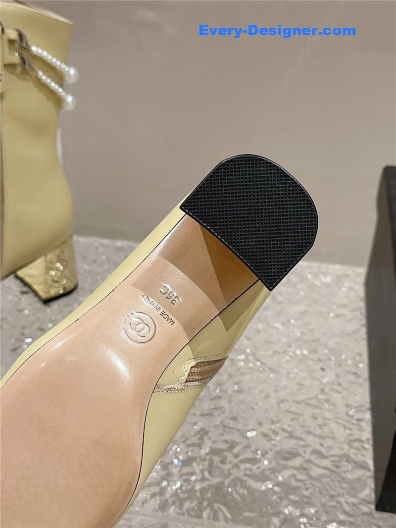 CC pearl accessories high heel boots