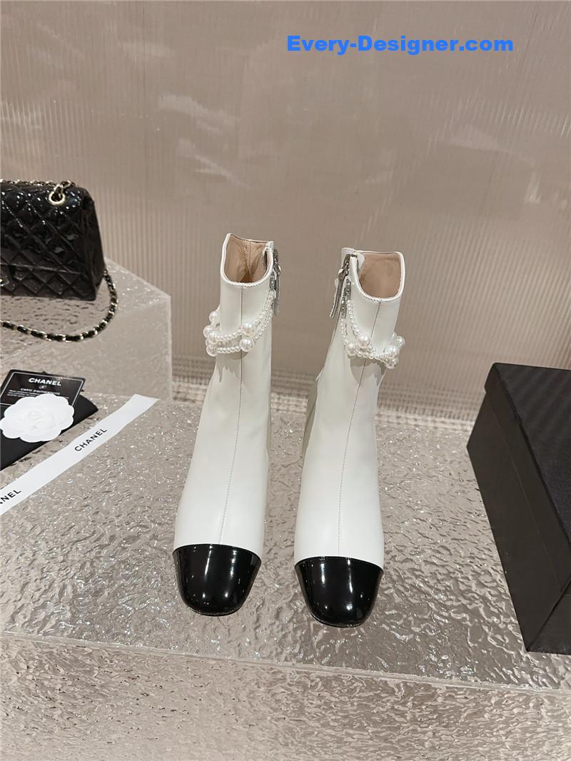 CC pearl accessories high heel boots