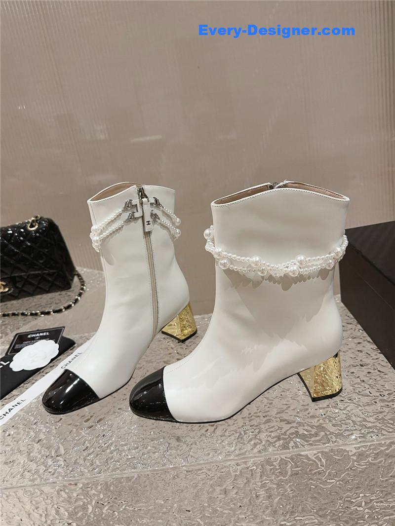 CC pearl accessories high heel boots