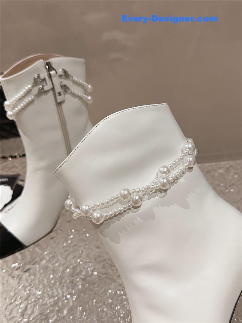 CC pearl accessories high heel boots