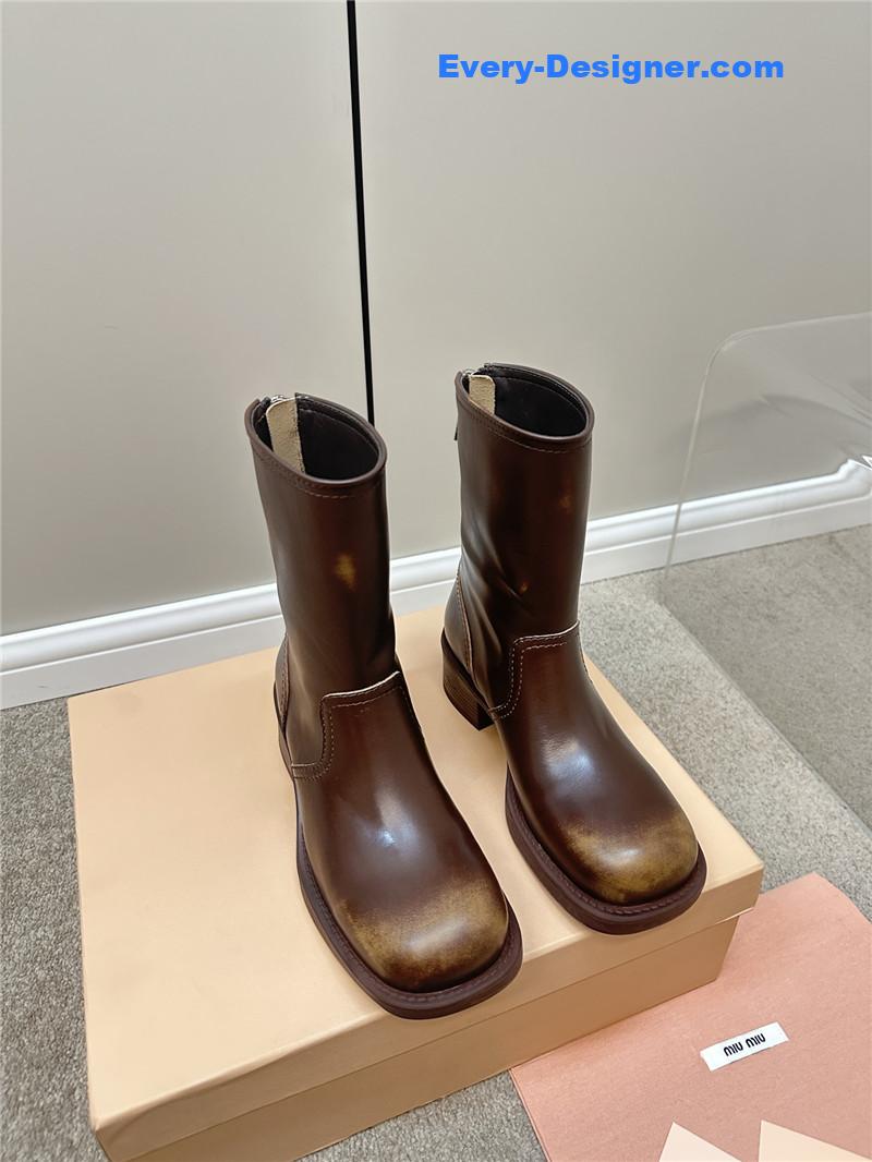 M1um1u retro color polished knight shoes