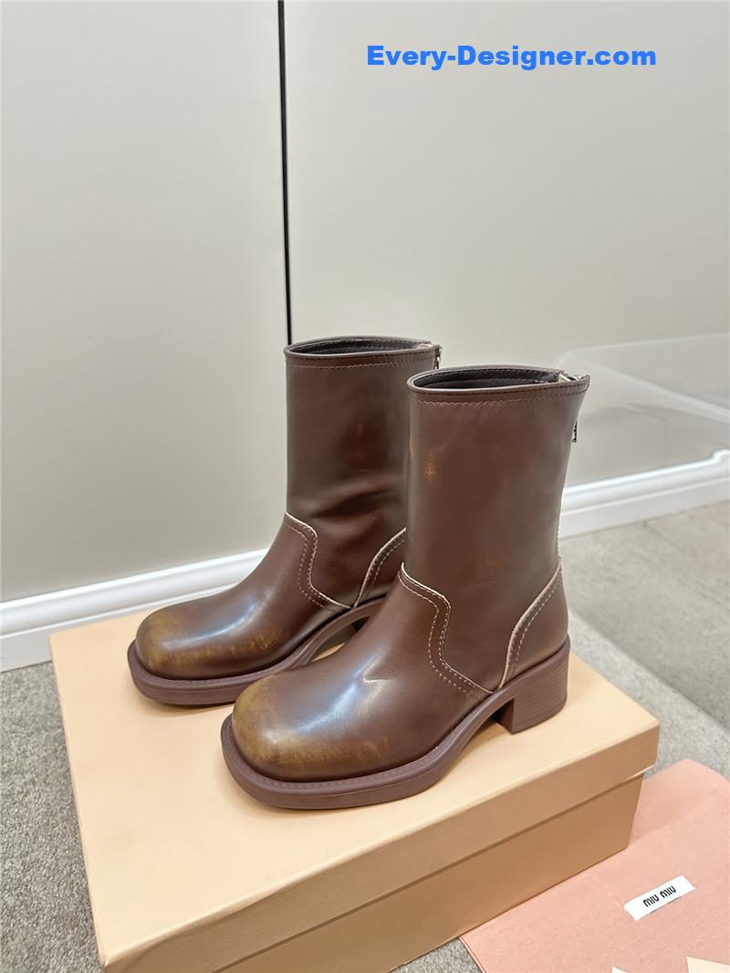 miumiu retro color polished knight shoes