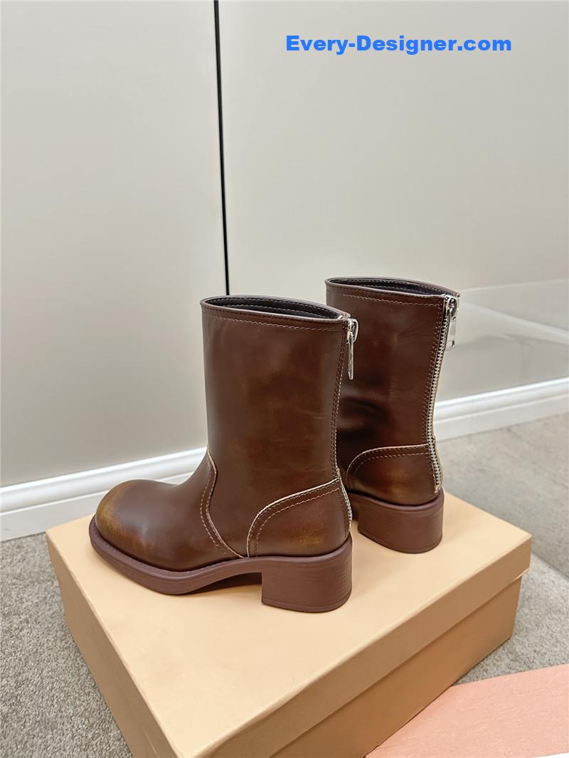 M1um1u retro color polished knight shoes