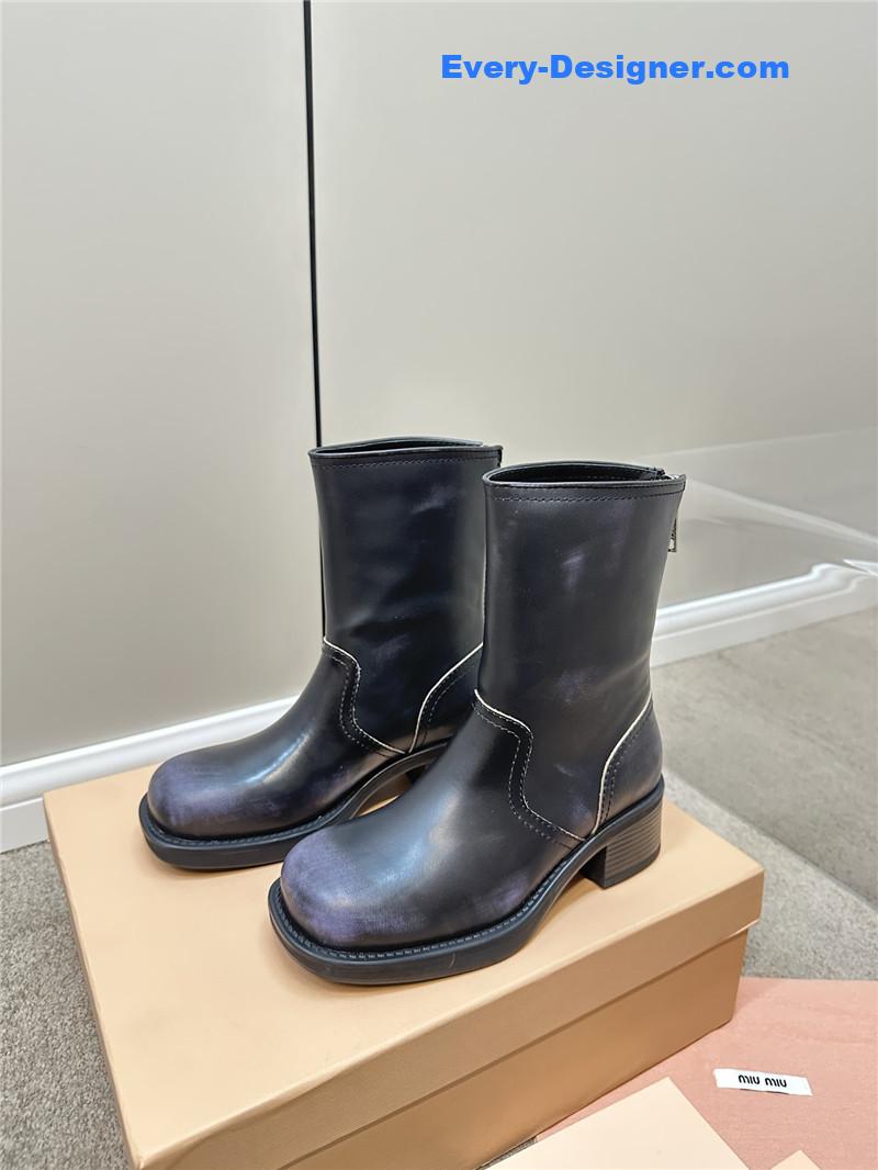 miumiu retro color polished knight shoes