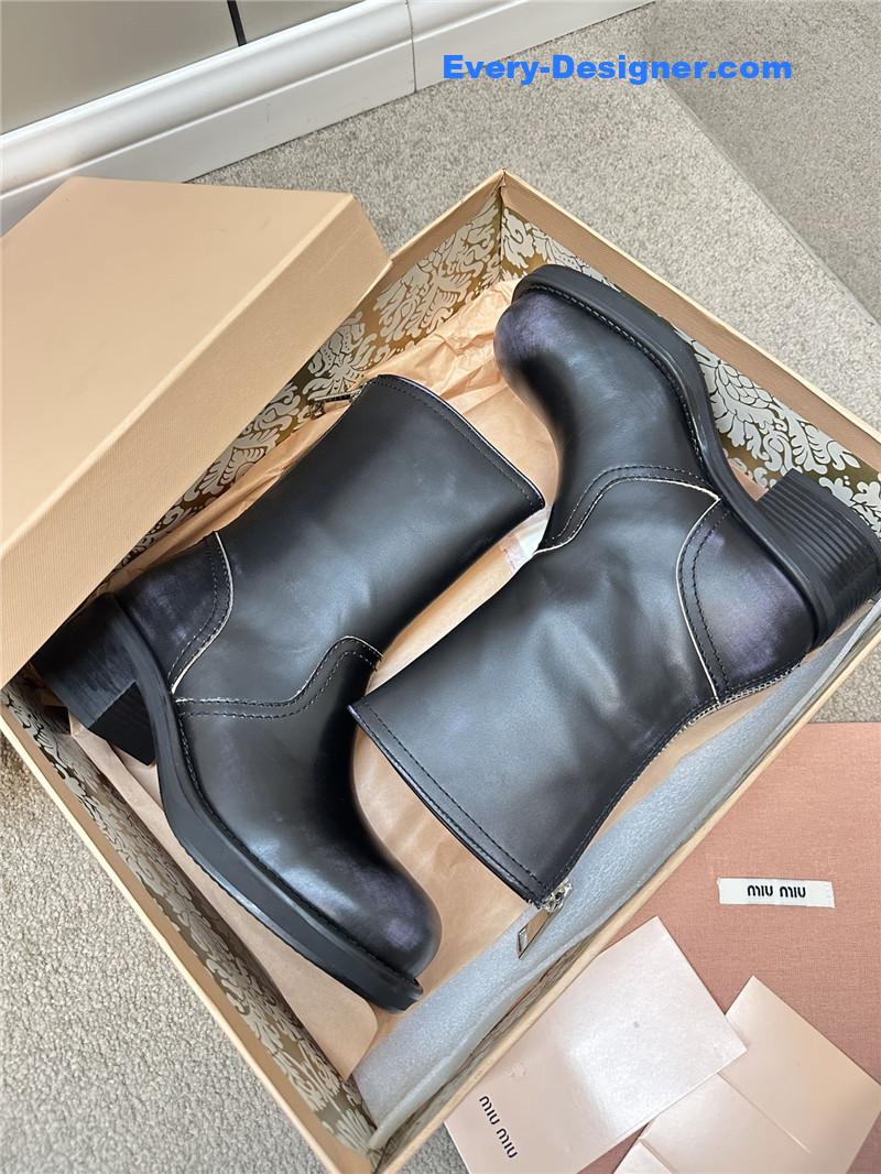 M1um1u retro color polished knight shoes