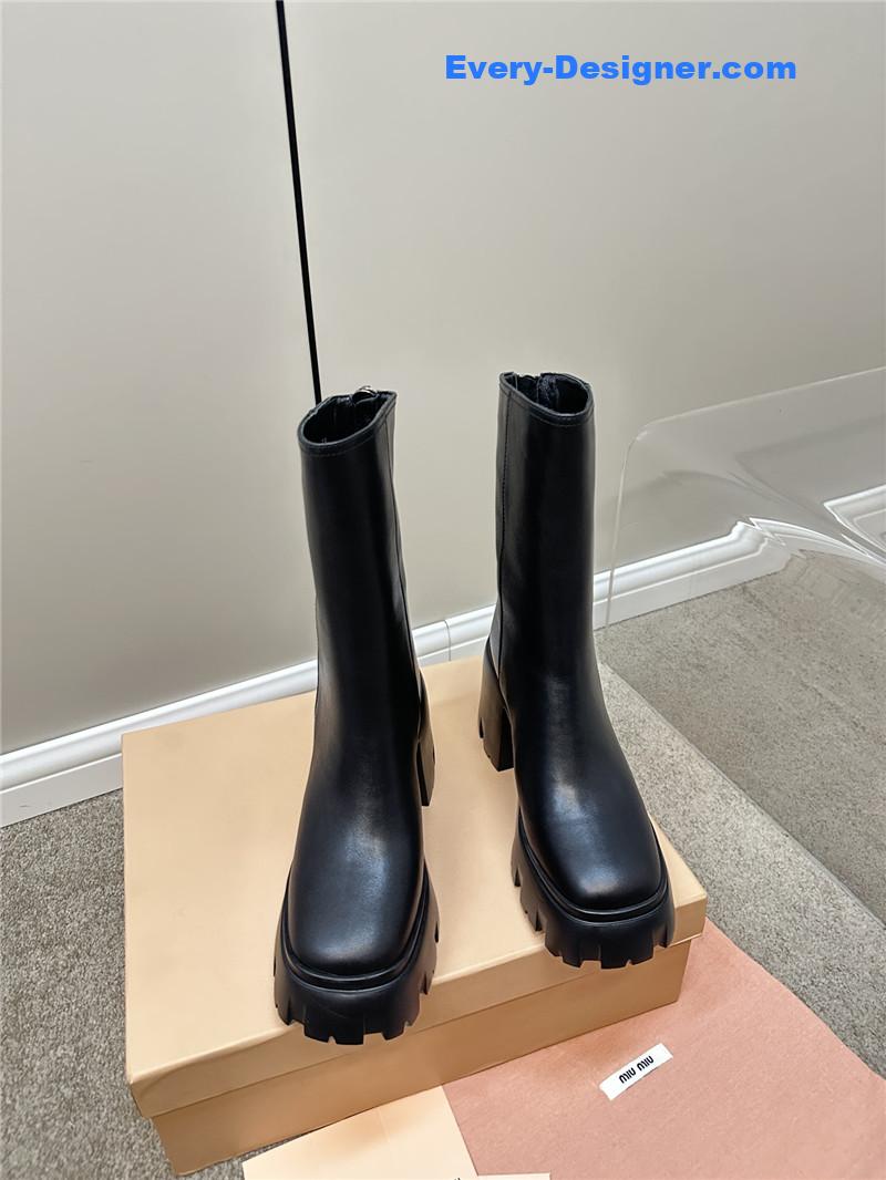 M1um1u autumn and winter new middle boots