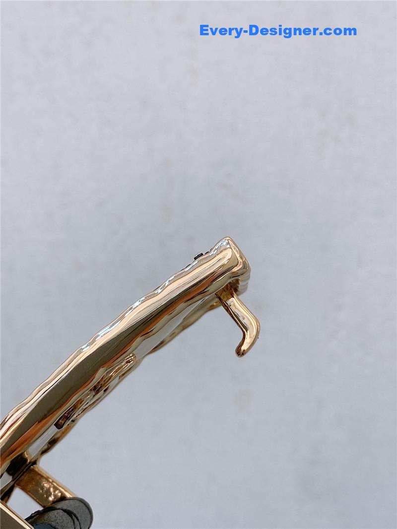 Ch**el gold metal logo buckle belt