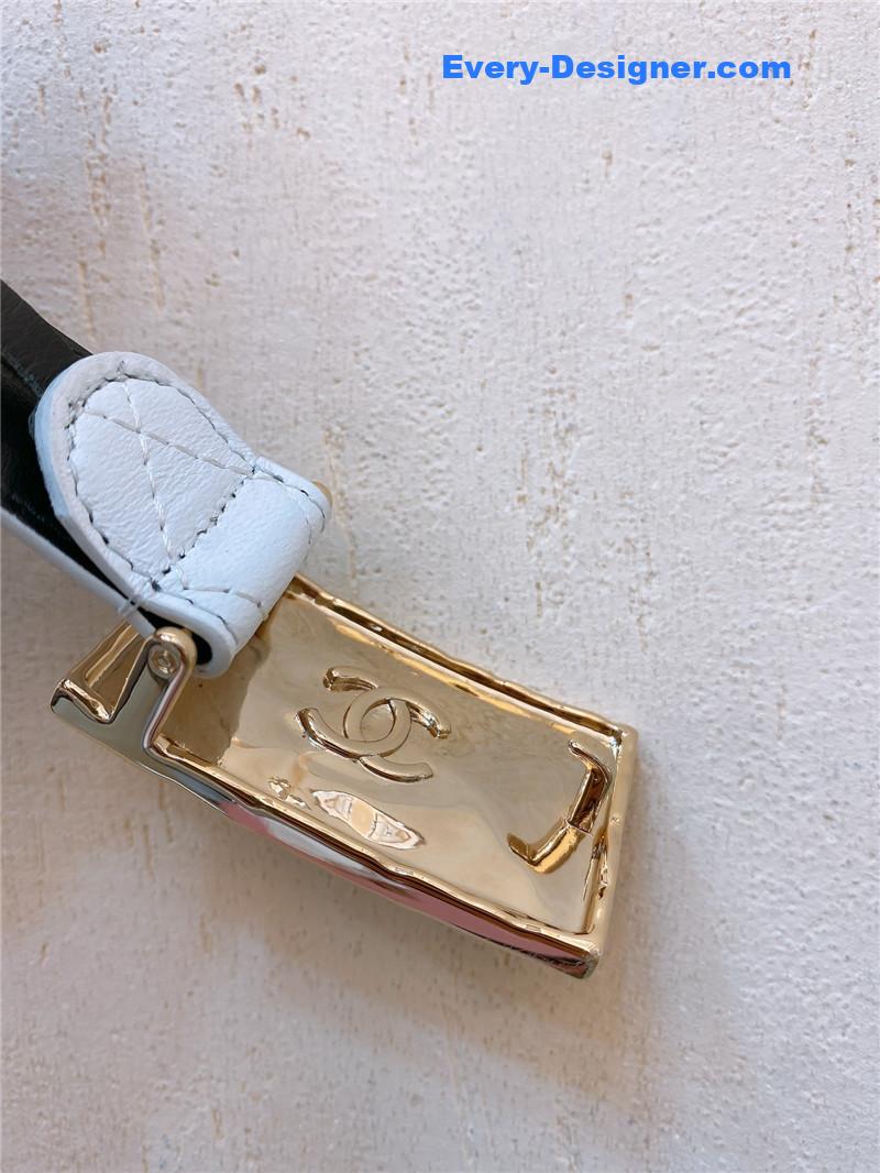 Ch**el gold metal logo buckle belt