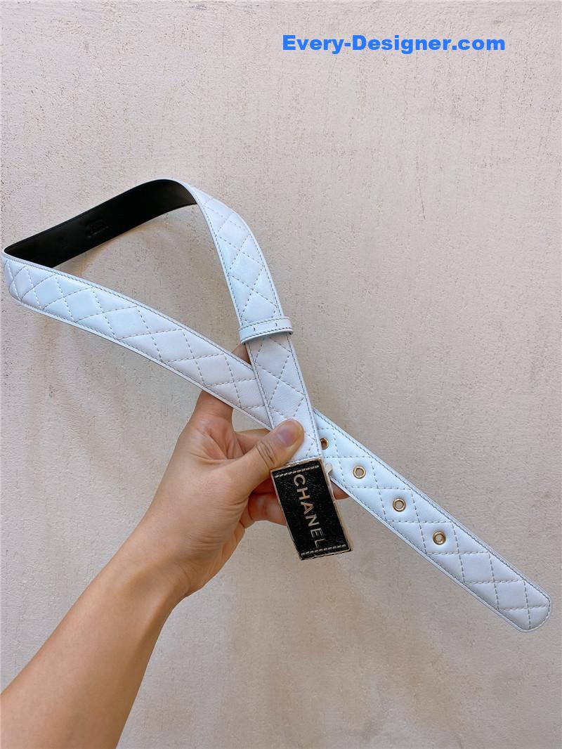 Ch**el gold metal logo buckle belt