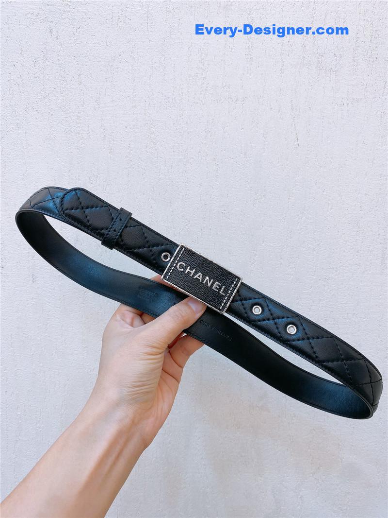 Chanel gold metal logo buckle belt