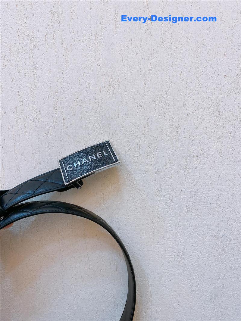 Ch**el gold metal logo buckle belt