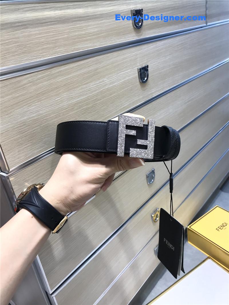 fendi belt in calfskin with printed canvas bottom