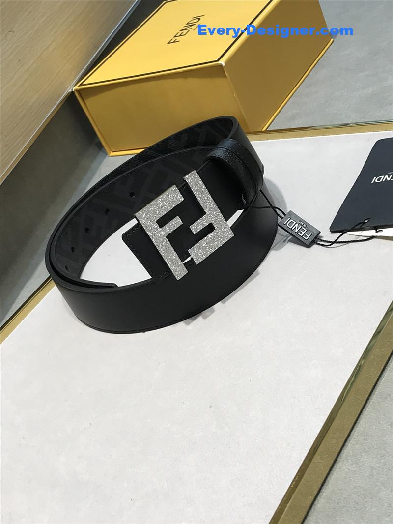 fendi belt in calfskin with printed canvas bottom
