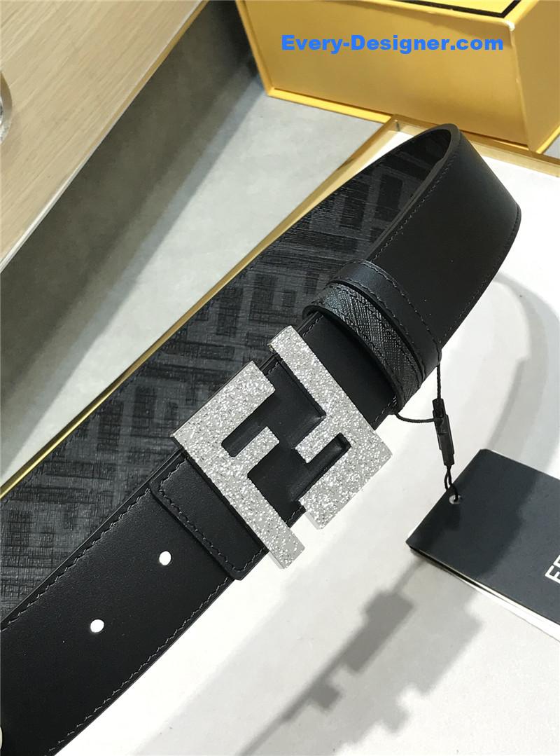 fendi belt in calfskin with printed canvas bottom