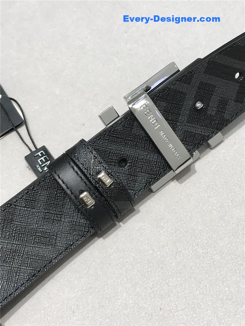 fendi belt in calfskin with printed canvas bottom