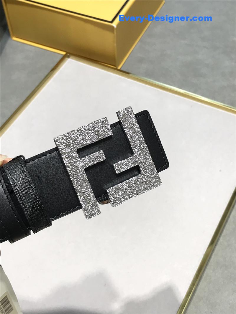 fendi belt in calfskin with printed canvas bottom