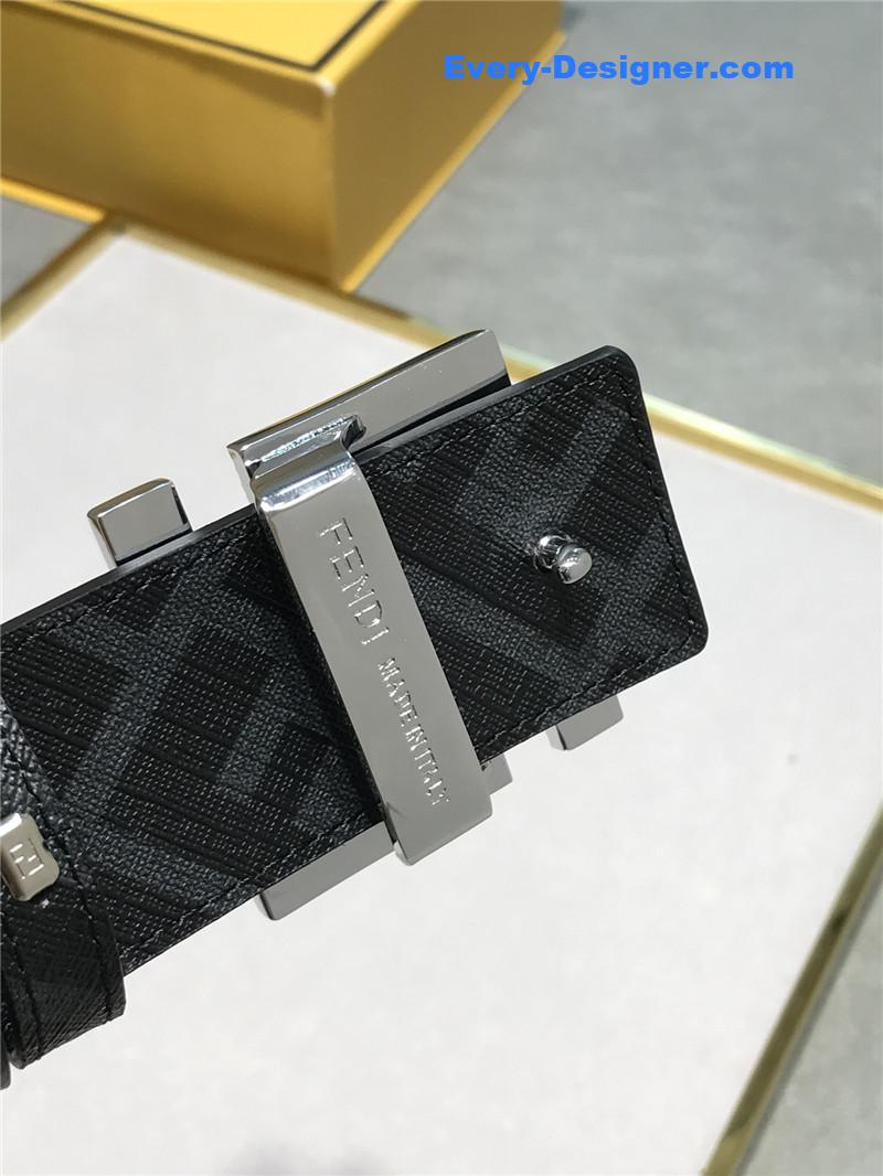 fendi belt in calfskin with printed canvas bottom
