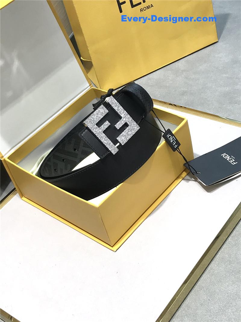 fendi belt in calfskin with printed canvas bottom