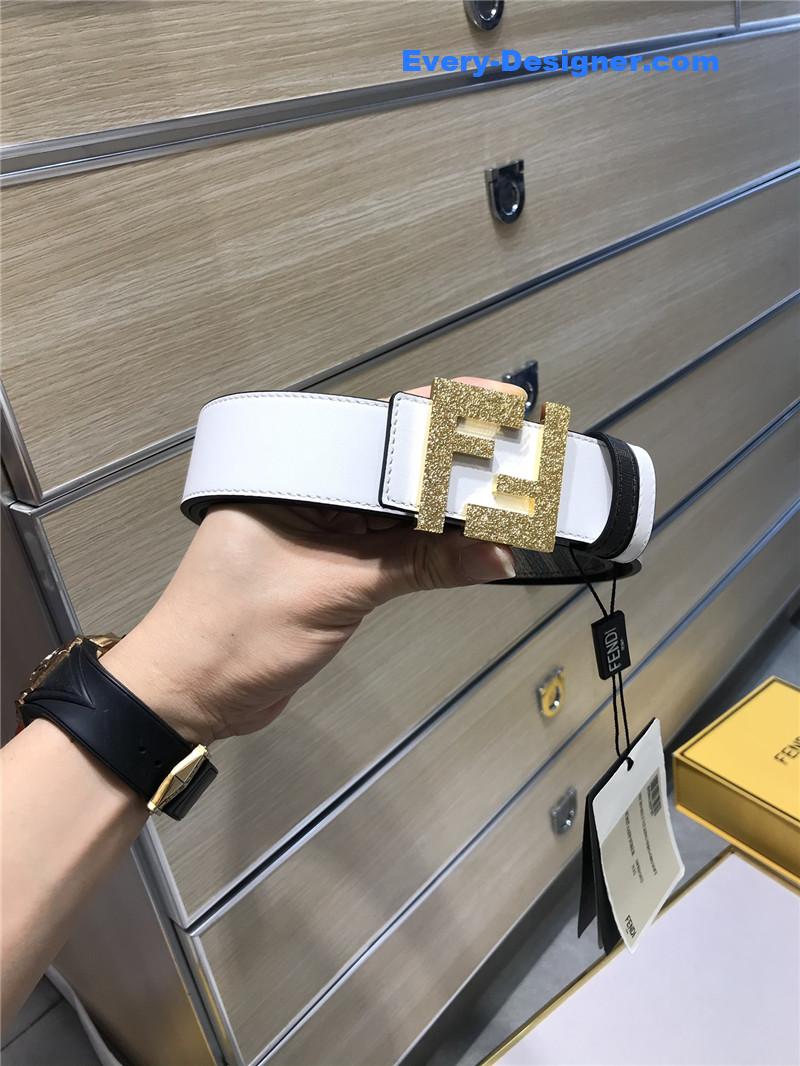fendi belt in calfskin with printed canvas bottom