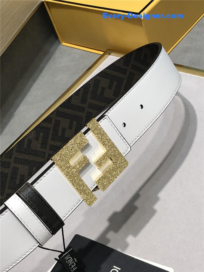 fendi belt in calfskin with printed canvas bottom