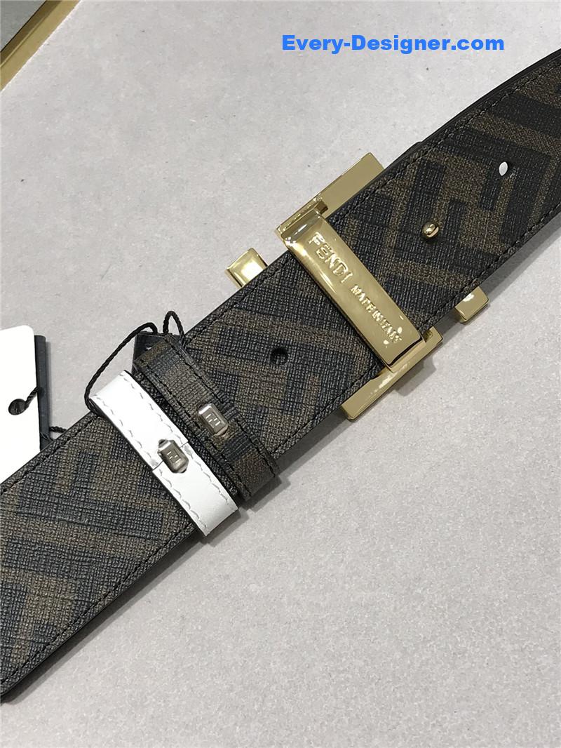 fendi belt in calfskin with printed canvas bottom