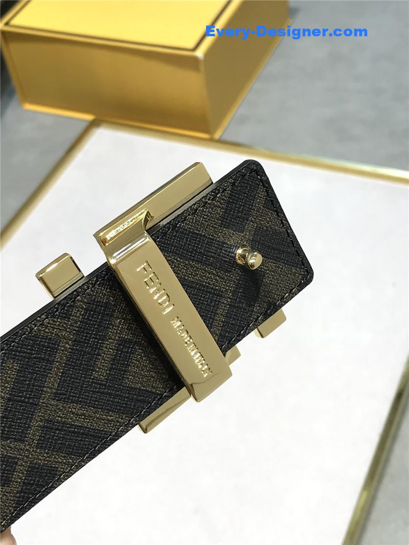 fendi belt in calfskin with printed canvas bottom