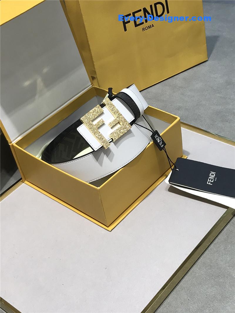 fendi belt in calfskin with printed canvas bottom