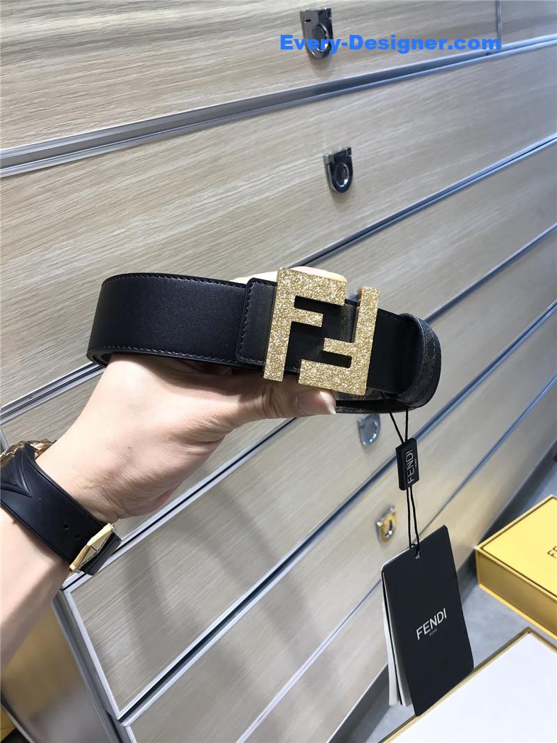 fendi belt in calfskin with printed canvas bottom