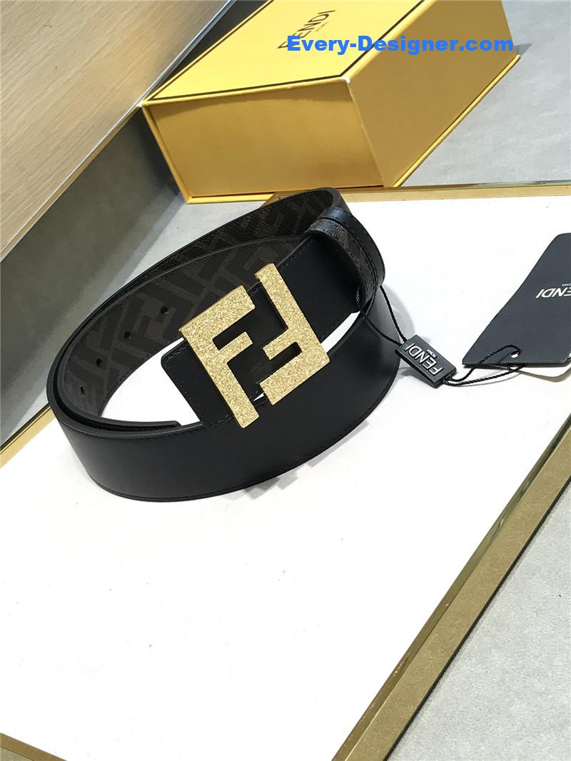 fendi belt in calfskin with printed canvas bottom