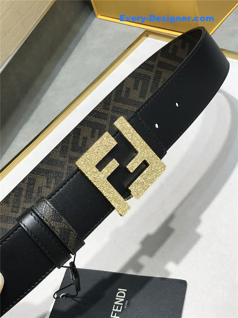 fendi belt in calfskin with printed canvas bottom