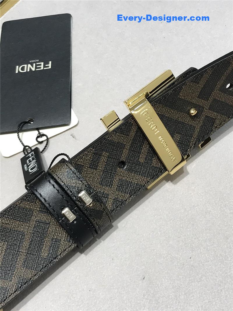 fendi belt in calfskin with printed canvas bottom