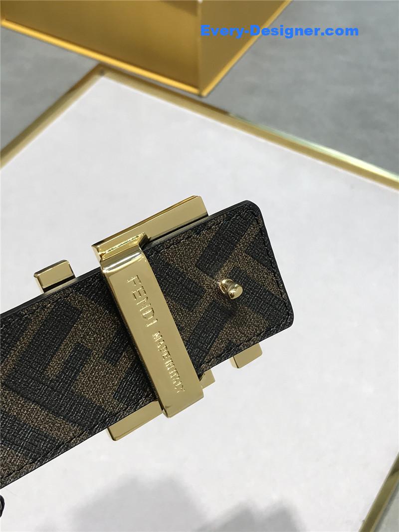 fendi belt in calfskin with printed canvas bottom