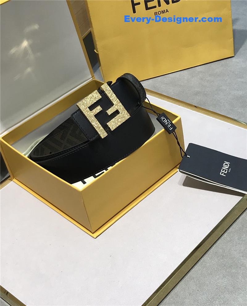 fendi belt in calfskin with printed canvas bottom