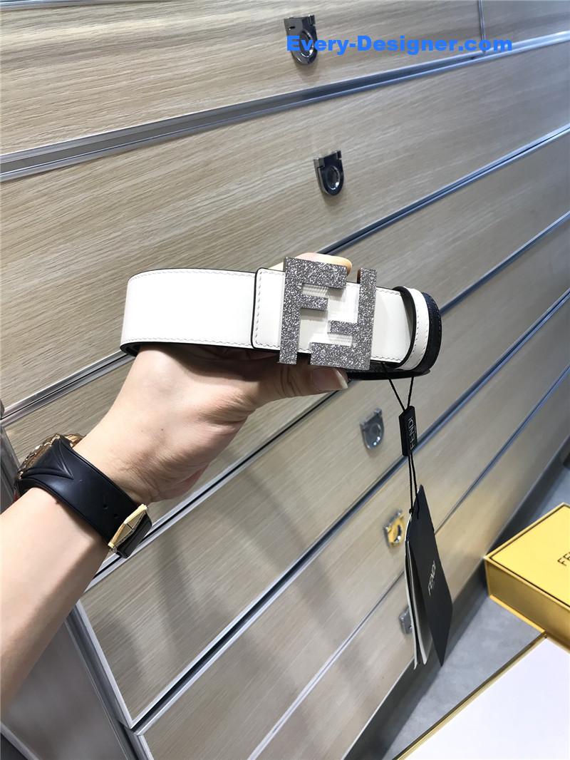 fendi belt in calfskin with printed canvas bottom