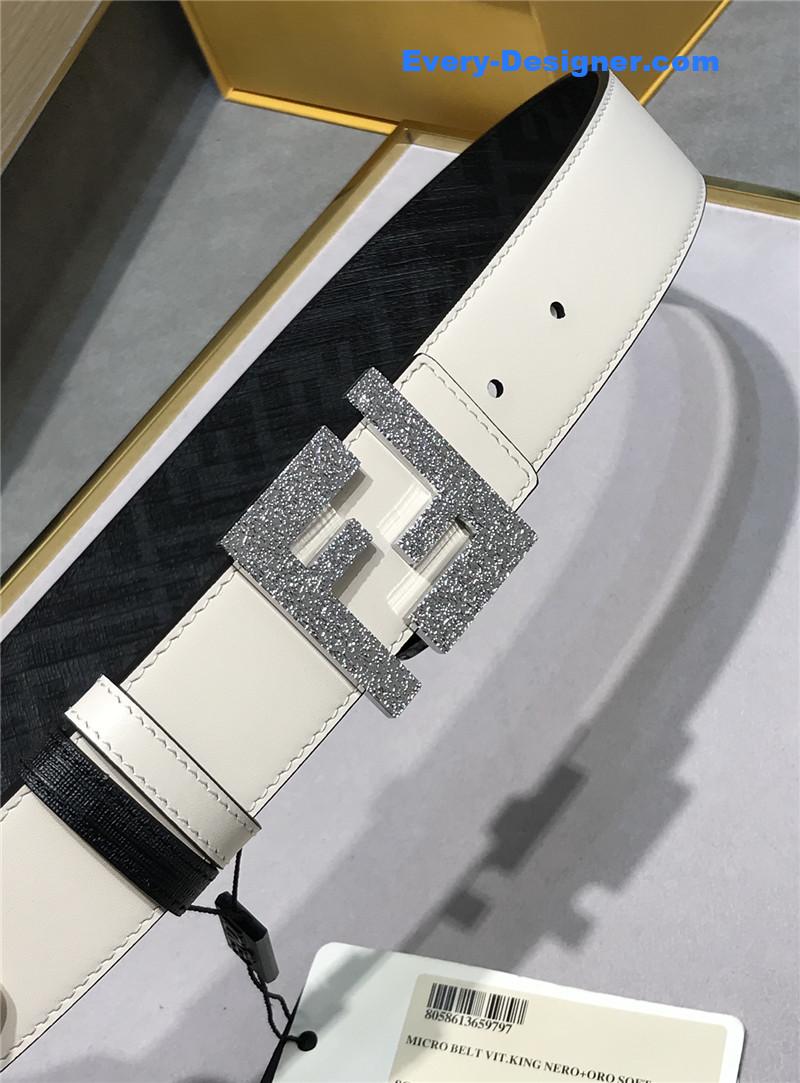 fendi belt in calfskin with printed canvas bottom