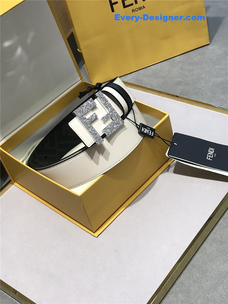 fendi belt in calfskin with printed canvas bottom