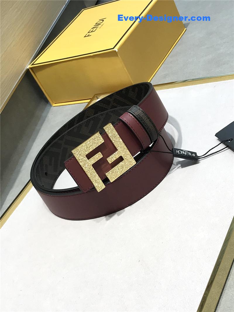 fendi belt in calfskin with printed canvas bottom