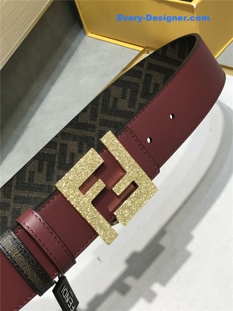 fendi belt in calfskin with printed canvas bottom