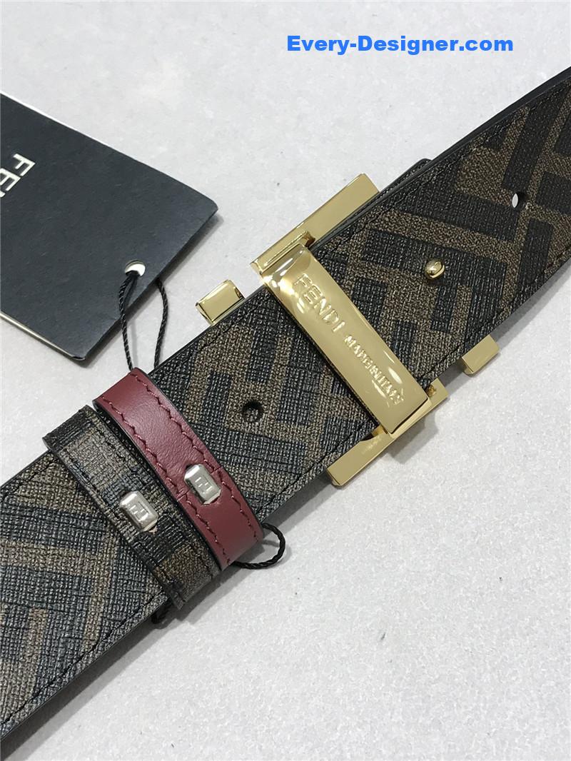fendi belt in calfskin with printed canvas bottom