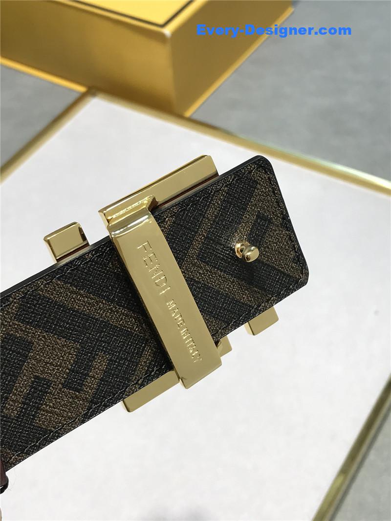 fendi belt in calfskin with printed canvas bottom
