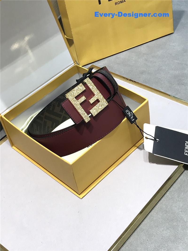 fendi belt in calfskin with printed canvas bottom