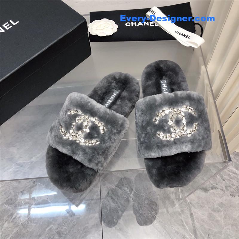 CC fur slippers