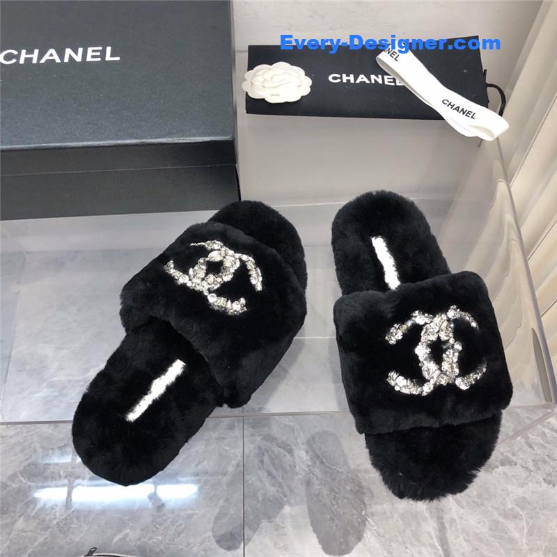 CC fur slippers