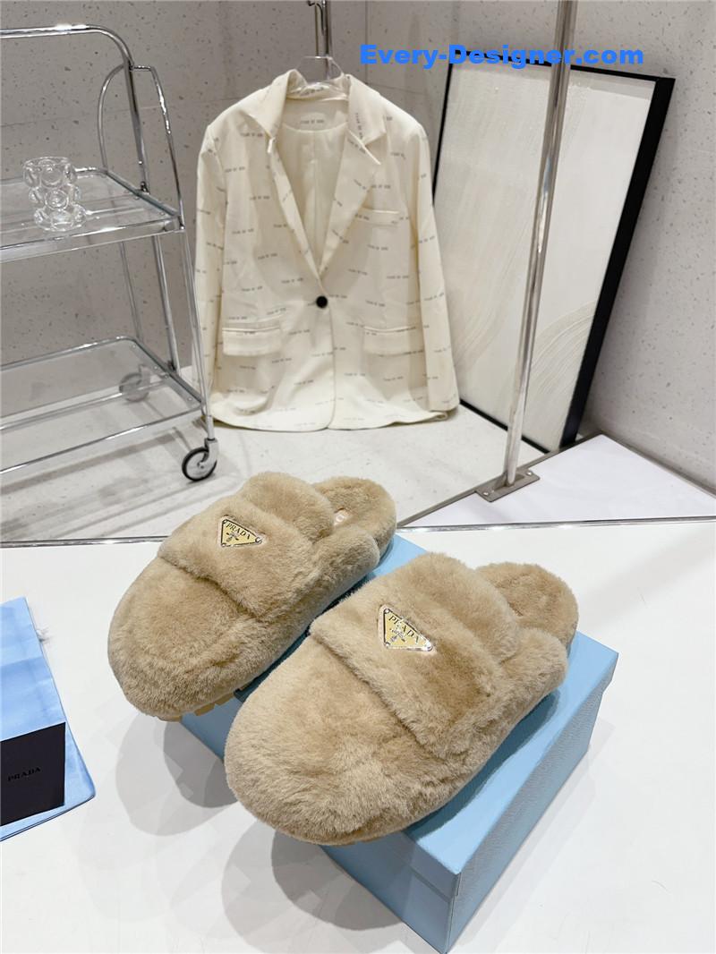 prada autumn winter fur slippers
