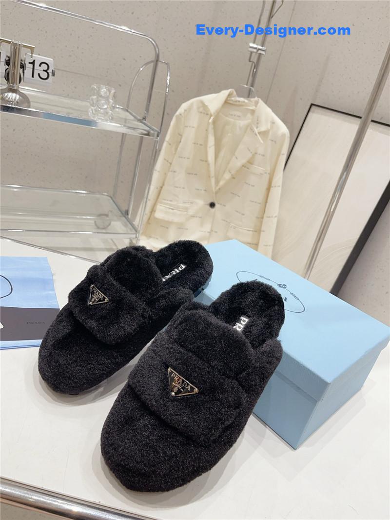 prada autumn winter fur slippers